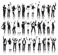 Silhouette Group of People Standing and Celebration Royalty Free Stock Photo