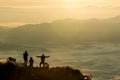 Silhouette of group people standing Royalty Free Stock Photo