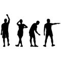 Silhouette Group of People Standing on White Background