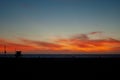 Silhouette of a guard house at sunset at Venice Beach. Royalty Free Stock Photo