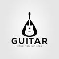 silhouette guitar or bass or ukelele logo vector illustration design. Royalty Free Stock Photo