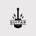 silhouette guitar or electric bass logo vector illustration design Royalty Free Stock Photo