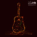 Silhouette of guitar fire Royalty Free Stock Photo