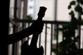 Silhouette Guitar in the hand of a kid during quarantine