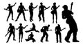 Silhouette Guitarist Musicians Set