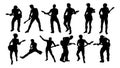 Silhouette Guitarist Musicians Set