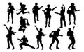 Silhouette Guitarist Musicians Set