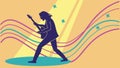 Silhouette of Guitarist Playing on Stage with Light Beams Vector, vector design Generative AI Royalty Free Stock Photo
