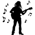 Silhouette Guitarist Reggae Music Notes Vector for Music Art and Design Royalty Free Stock Photo