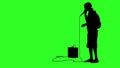 Silhouette of the guy beatbox with a microphone. Green screen background. 4k animation.