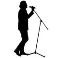 Silhouette of the guy beatbox with a microphone Royalty Free Stock Photo