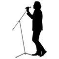 Silhouette of the guy beatbox with a microphone Royalty Free Stock Photo