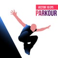 Silhouette of a guy engaged in parkour.Jumping. Vector silhouettes on white background
