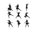 Silhouette gymnast dancer set of ballerina female. Vector illustration design Royalty Free Stock Photo