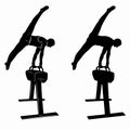 Silhouette of gymnast on the pommel horse, vector draw Royalty Free Stock Photo