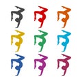 Silhouette of a gymnast woman icon or logo, color set Royalty Free Stock Photo