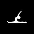 Silhouette of a gymnast woman icon or logo on dark background Royalty Free Stock Photo