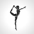 Silhouette of gymnastic girl. Art gymnastics