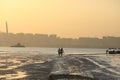 Silhouette of Ha Pak Nai wetland low tidal wave, the oyster field scenes in hong kong, scenes from hongkong to shenzhen coast