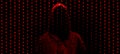 Silhouette of a hacker on a background with binary code and lights, hacking of a computer system, theft of data Royalty Free Stock Photo