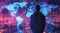 Silhouette Of A Hacker In Front Of A World Map