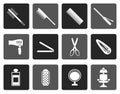 Silhouette hairdressing, coiffure and make-up icons Royalty Free Stock Photo