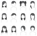 Silhouette hairstyle icon collection set 2 Royalty Free Stock Photo