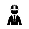 Silhouette half body engineer with helmet Royalty Free Stock Photo