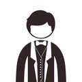 Silhouette half body man with formal suit and bowtie