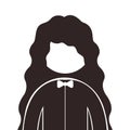 Silhouette half body woman long hair and bowtie Royalty Free Stock Photo
