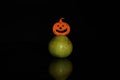 Silhouette Halloween pumpkin on a black background