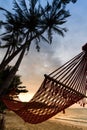 Silhouette hammock on the beach