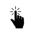 Silhouette of a hand cursor clicking with sparkles indicating an action or selection Royalty Free Stock Photo