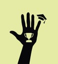 silhouette of a hand with goblet and mortarboard
