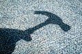 Silhouette of the hand holding hammer Royalty Free Stock Photo