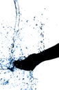 Silhouette of hands catching water Royalty Free Stock Photo