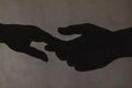 Silhouette of the hands of a married couple