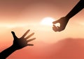 Silhouette of hands reaching out to help Royalty Free Stock Photo