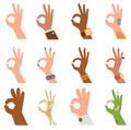 Silhouette hands showing symbol of all ok finger thumb vector illustration.