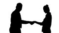 Silhouette Handshake of business woman and business man posing for the picture.