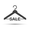 Silhouette of a hanger with the inscription sale. Vector illustration isolated on white background