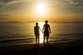 silhouette happiness and romantic scene of love couples partners