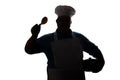 silhouette of a chef on a white isolated background, profile of a male face in a cook hat,food industry concept