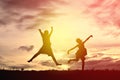 Silhouette happy children Royalty Free Stock Photo