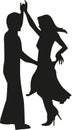 Silhouette of happy couple dancing Royalty Free Stock Photo