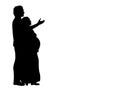 Silhouette happy couple expecting baby thinking life with child Royalty Free Stock Photo