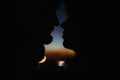 Silhouette of happy couple looking at each other and touching wi Royalty Free Stock Photo