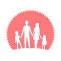 Silhouette of a happy family on the background of the sun Royalty Free Stock Photo