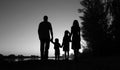 Silhouette of a happy family with children Royalty Free Stock Photo