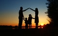 Silhouette of a happy family